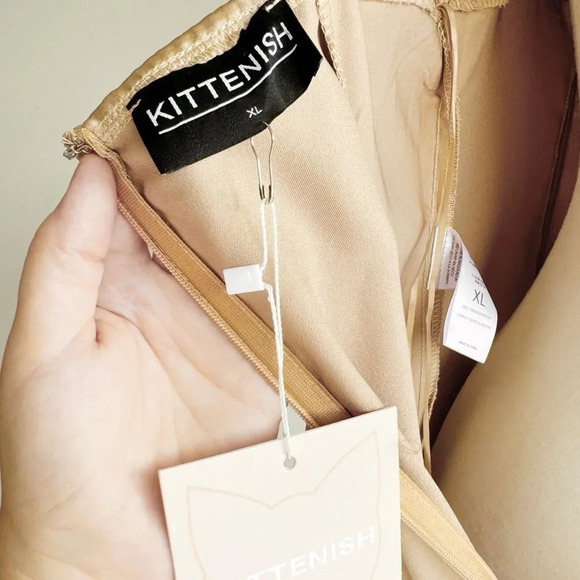 NWT KITTENISH | Cream Satin Gathered Bust Midi Dress | Multiple SIzes - Picture 6 of 6